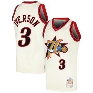 Allen Admirable Iverson Philadelphia 76ers Chainstitch Swingman Jersey Cream