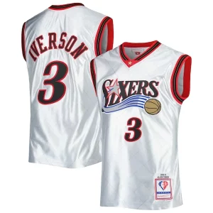 Allen Bold Iverson Philadelphia 76ers 2000/01 Hardwood Classics 75th Anniversary Swingman Jersey Platinum