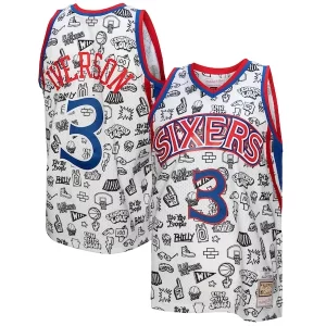 Allen Iverson Dashing Philadelphia 76ers 1996/97 Swingman Jersey White