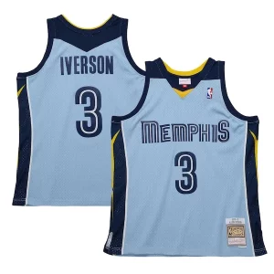 Allen Iverson Memphis Grizzlies 2009/10 Hardwood Classics Swingman Jersey Light Blue Dashing