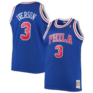 Allen Iverson Philadelphia 76ers 1996/97 Big & Tall Confortable Hardwood Classics Swingman Jersey Royal/Black/Red/White
