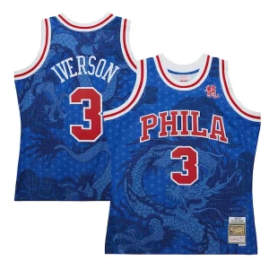 Allen Iverson Philadelphia 76ers 1996/97 Hardwood Classics Asian Heritage 6.0 Swingman Admirable Throwback Player Jersey Royal