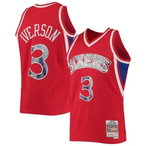 Allen Iverson Philadelphia 76ers 1996/97 Hardwood Classics NBA 75th Anniversary Diamond Incontournable Swingman Jersey Red