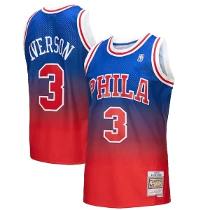 Allen Iverson Philadelphia 76ers 1996/97 Hardwood Stylish Classics Fadeaway Swingman Player Jersey Red/Royal