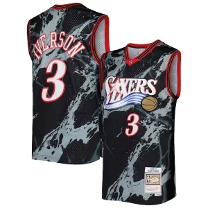 Allen Iverson Philadelphia 76ers 2000/01 Tendance Hardwood Classics Marble Swingman Jersey Black