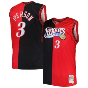 Allen Iverson Philadelphia 76ers Vibrant Big & Tall Hardwood Classics 2000/01 Split Swingman Jersey Black/Red