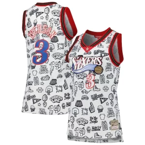Allen Iverson Philadelphia 76ers Women's 2000 Doodle Swingman Superbe Jersey White