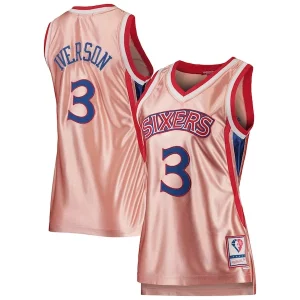 Allen Iverson Philadelphia 76ers Women's 75th Anniversary Rose Notable Gold 1996 Swingman Jersey Pink