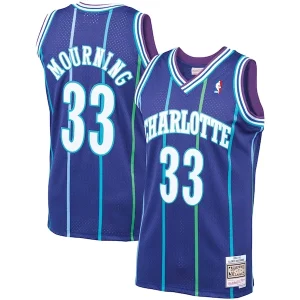 Alonzo Mourning Charlotte Hornets 1994/95 Bold Hardwood Classics Swingman Jersey Purple