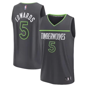 Anthony Edwards Minnesota Timberwolves Notable Youth Fast Break Replica Player Jersey Statement Edition Anthracite