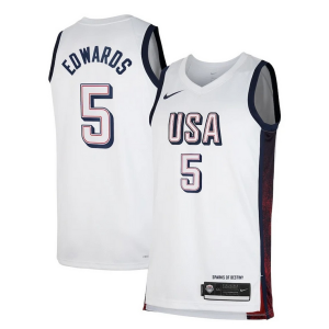 Anthony Edwards Unisex Nike Uniques Men's USA Basketball 2024 Swingman Player Jersey White