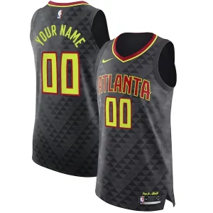 Atlanta Hawks Nike Moderne Authentic Custom Jersey Black Icon Edition