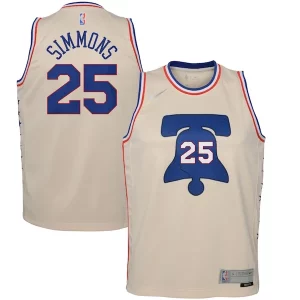 Ben Simmons Vibrant Philadelphia 76ers Nike Youth 2020/21 Swingman Player Jersey Cream Earned Edition