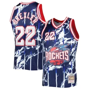 Clyde Drexler Houston Rockets 1996/97 Hardwood Classics Marble Swingman Jersey Navy Élégant