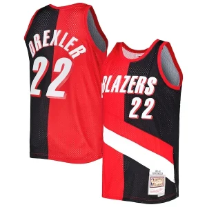 Clyde Drexler Portland Trail Blazers Hardwood Classics 1991/92 Split Swingman Premium Jersey Red/Black
