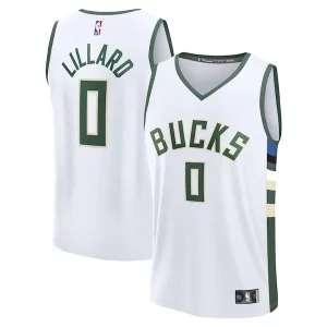 Damian Lillard Milwaukee Bucks Exquisite Fast Break Replica Player Jersey Association Edition White