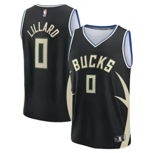Damian Lillard Milwaukee Bucks Youth Fast Break Replica Player Jersey Vibrant Statement Edition Black
