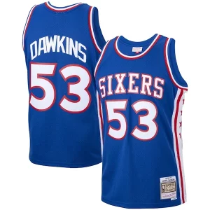 Darryl Dawkins Philadelphia 76ers 1976/77 Hardwood Classics Swingman Haut de gamme Jersey Royal
