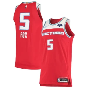 De'Aaron Fox Sacramento Kings Nike Haut de gamme Authentic Badge Jersey City Edition Red