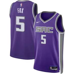 De'Aaron Fox Sacramento Kings Nike Unisex Swingman Exquisite Jersey Icon Edition Purple