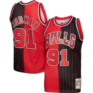 Dennis Rodman Chicago Bulls Hardwood Classics 1995/96 Split Swingman Jersey Red/Black Unique