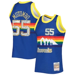 Dikembe Mutombo Denver Nuggets 1996/97 Hardwood Classics NBA 75th Haut de gamme Anniversary Diamond Swingman Jersey Royal