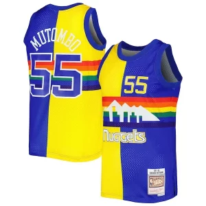 Dikembe Mutombo Denver Nuggets Hardwood Bold Classics 1991/92 Split Swingman Jersey Royal/Gold