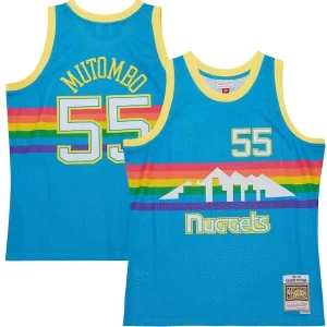 Dikembe Mutombo Denver Nuggets Hardwood Classics 1991/92 Tropical Swingman Exclusif Jersey Blue