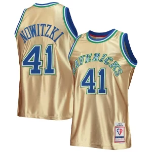Dirk Nowitzki Dallas Mavericks 75th Anniversary 1998/99 Hardwood Classics Swingman Jersey Gold Charming