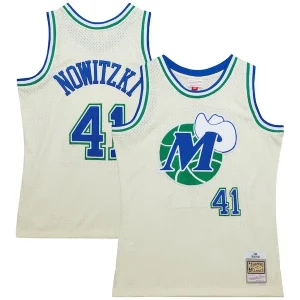 Dirk Nowitzki Dallas Mavericks Chainstitch Swingman Jersey Superbe Cream