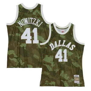 Dirk Nowitzki Dallas Mavericks Hardwood Classics 1998/99 Ghost Green Personalisable Swingman Jersey Camo