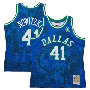 Dirk Nowitzki Dallas Mavericks Unique 1998 2019 Hardwood Classics Asian Heritage 6.0 Swingman Throwback Player Jersey Blue
