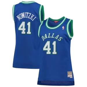 Dirk Nowitzki Dallas Mavericks Women's Éclatant Hardwood Classics Swingman Jersey Blue