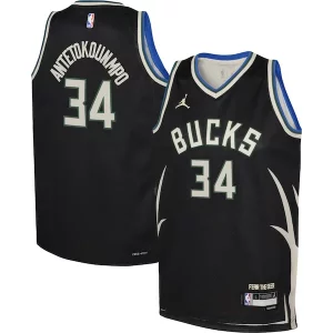 Giannis Antetokounmpo Milwaukee Bucks Jordan Brand Superbe Youth Swingman Jersey Statement Edition Black
