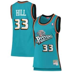 Grant Hill Detroit Pistons Women's 1998/99 Hardwood Classics Swingman Jersey Teal Vibrant
