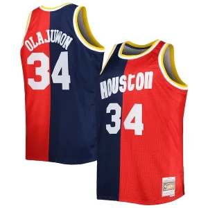 Hakeem Olajuwon Houston Rockets Big & Tall Hardwood Classics Splendide 1993/94 Split Swingman Jersey Navy/Red