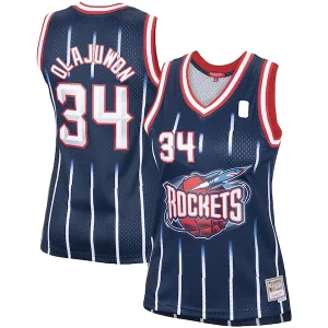 Hakeem Olajuwon Houston Rockets Women's Hardwood Classics Swingman Jersey Moderne Navy/Red