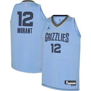 Ja Morant Memphis Grizzlies Jordan Brand Youth Luxueux Swingman Jersey Statement Edition Light Blue