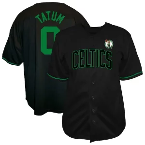Jayson Tatum Authentique Boston Celtics Profile Big & Tall Name & Number Button Up Jersey Black