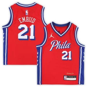 Joel Embiid Philadelphia 76ers Jordan Brand Preschool 2022/23 Replica Jersey Statement Sophistiqué Edition Red