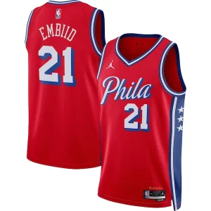 Joel Embiid Philadelphia 76ers Jordan Brand Unisex Swingman Jersey Tendance Statement Edition Red