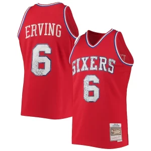 Julius Erving Philadelphia 76ers 1982/83 Hardwood Classics NBA 75th Anniversary Diamond Swingman Jersey Red Commémoratif