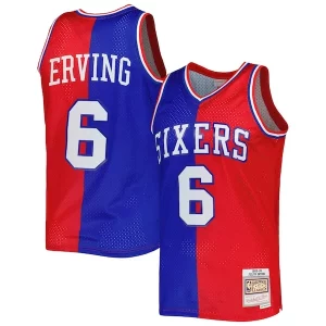 Julius Erving Philadelphia Élégant 76ers Hardwood Classics 1982/83 Split Swingman Jersey Royal/Red