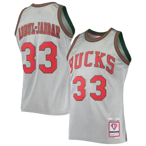 Kareem Abdul Confortable Jabbar Milwaukee Bucks 75th Anniversary 1971/72 Hardwood Classics Swingman Jersey Silver