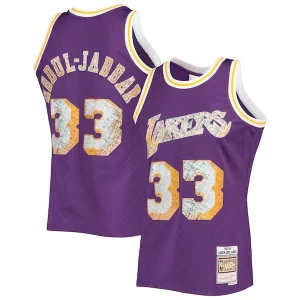 Kareem Abdul Jabbar Los Angeles Lakers 1996 97 Hardwood Distingué Classics NBA 75th Anniversary Diamond Swingman Jersey Purple