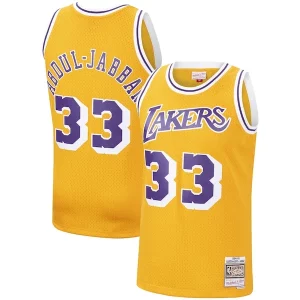 Kareem Abdul Jabbar Los Angeles Lakers Hardwood Classics Swingman Jersey Gold/Purple Commémoratif