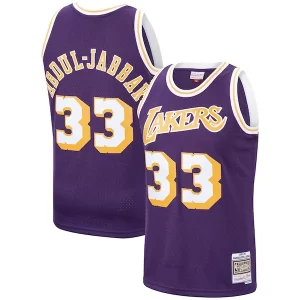 Kareem Abdul Jabbar Los Angeles Lakers Hardwood Classics Swingman Jersey Purple/Gold Exceptionnel