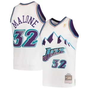 Karl Malone Utah Jazz 1996/97 Hardwood Vibrant Classics Swingman Jersey White