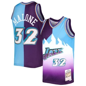 Karl Malone Utah Jazz Hardwood Classics 1996/97 Split Swingman Jersey Purple/Turquoise Premium