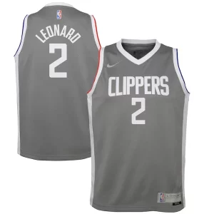 Kawhi Leonard LA Personalisable Clippers Nike Youth 2020/21 Swingman Player Jersey Gray Earned Edition